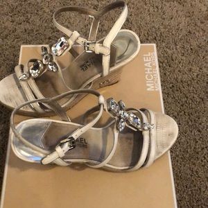 White Michael Kors sequined wedges